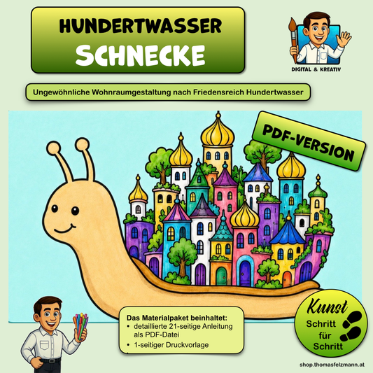 Hundertwasser-Schnecke – PDF-Anleitung mit Druckvorlage