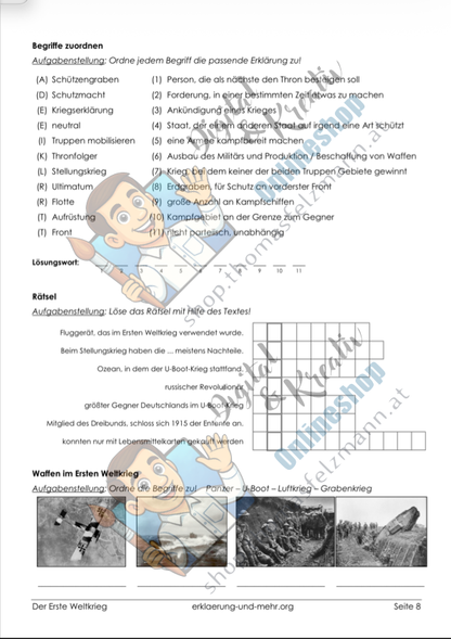 Der Erste Weltkrieg – Arbeitsheft mit Erklärvideos, Übungen & Onlineaufgaben (PDF)