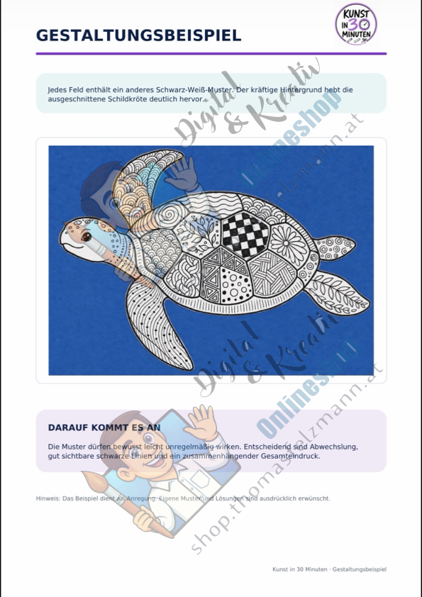 Schildkröte mit Mustern gestalten - Kunst in 30 Minuten