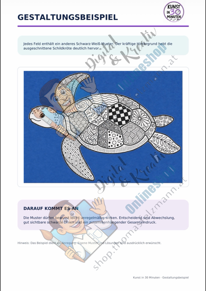 Schildkröte mit Mustern gestalten - Kunst in 30 Minuten