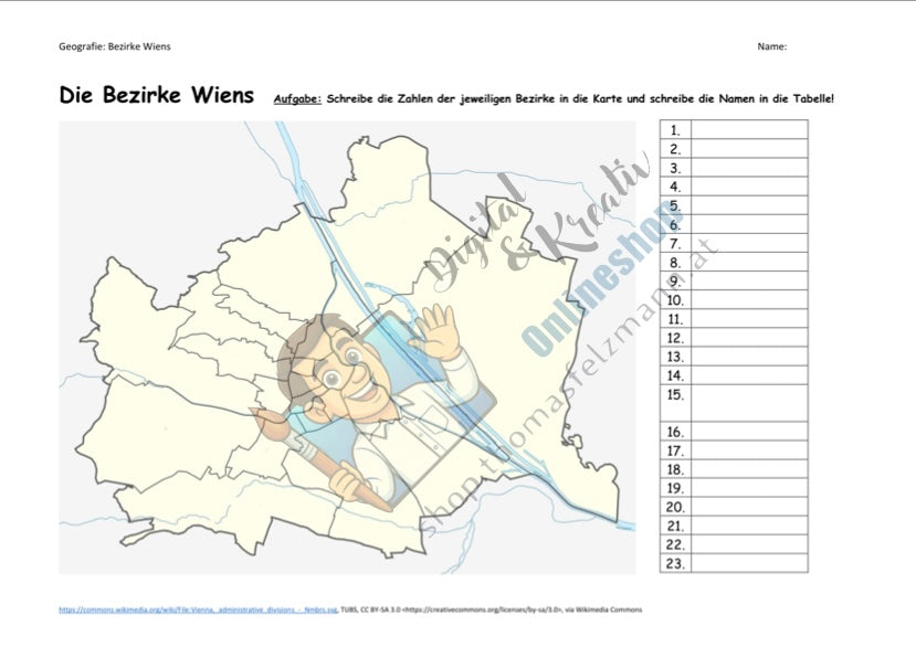 Die Bezirke Wiens Arbeitsblatt (PDF & Word) mit Lösung | 2 Seiten