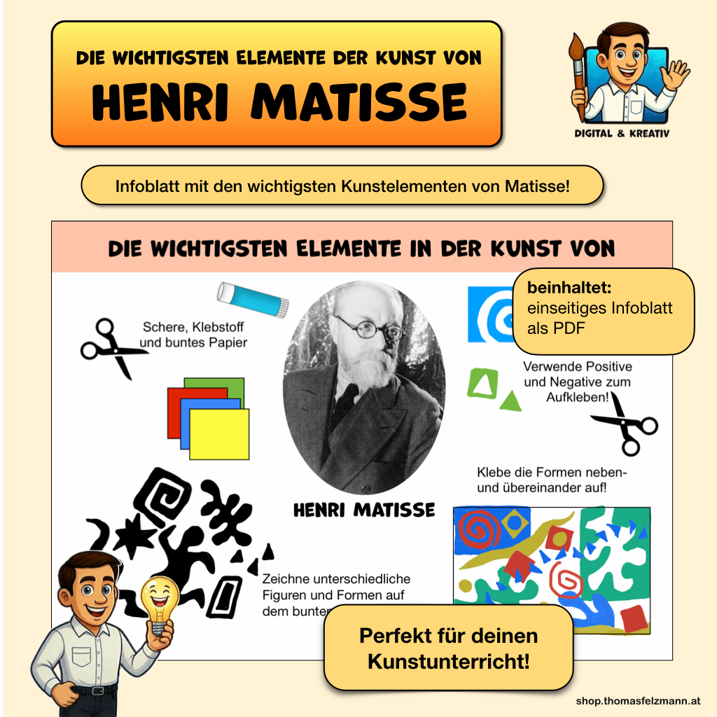 Henri Matisse Kunstplakat (1 Seite) | Elemente der Kunst | PDF
