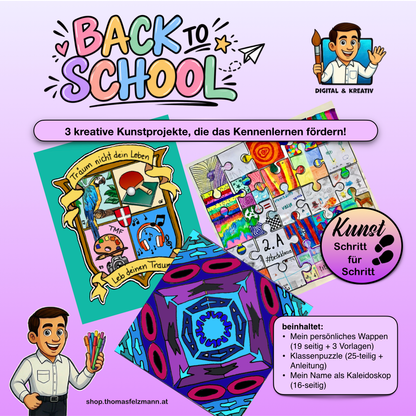 Back to School Kunst-Bundle – 3 kreative Projekte zum Schulstart