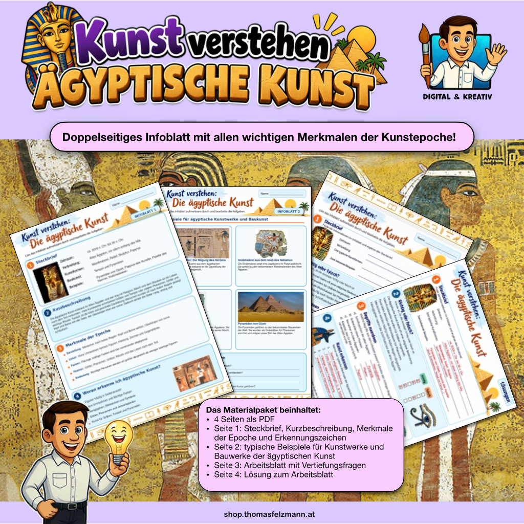 Kunst verstehen: Die ägyptische Kunst | Infoblatt zur Kunstgeschichte (2 Seiten) | PDF
