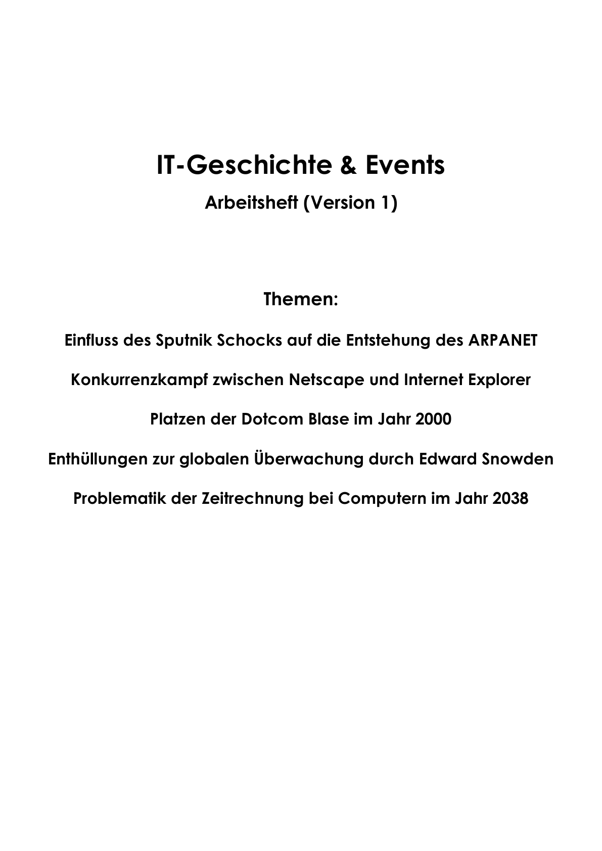 IT-Geschichte & Events Arbeitsheft Version 1 (22 Seiten) | Digitale Grundbildung PDF für die Sekundarstufe I