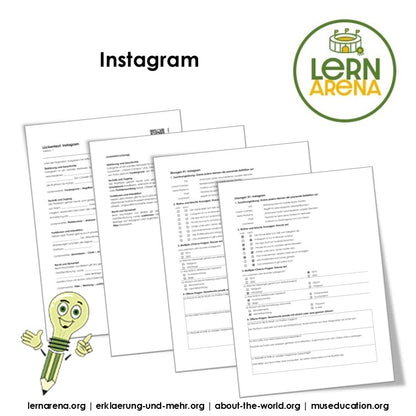 Instagram Arbeitsheft, 10 Seiten, mit Lösungen und QR-Code zum Erklärvideo