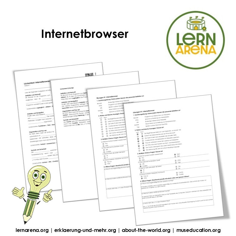 Internetbrowser Arbeitsheft, 10 Seiten, mit Lösungen und QR-Code zum Erklärvideo