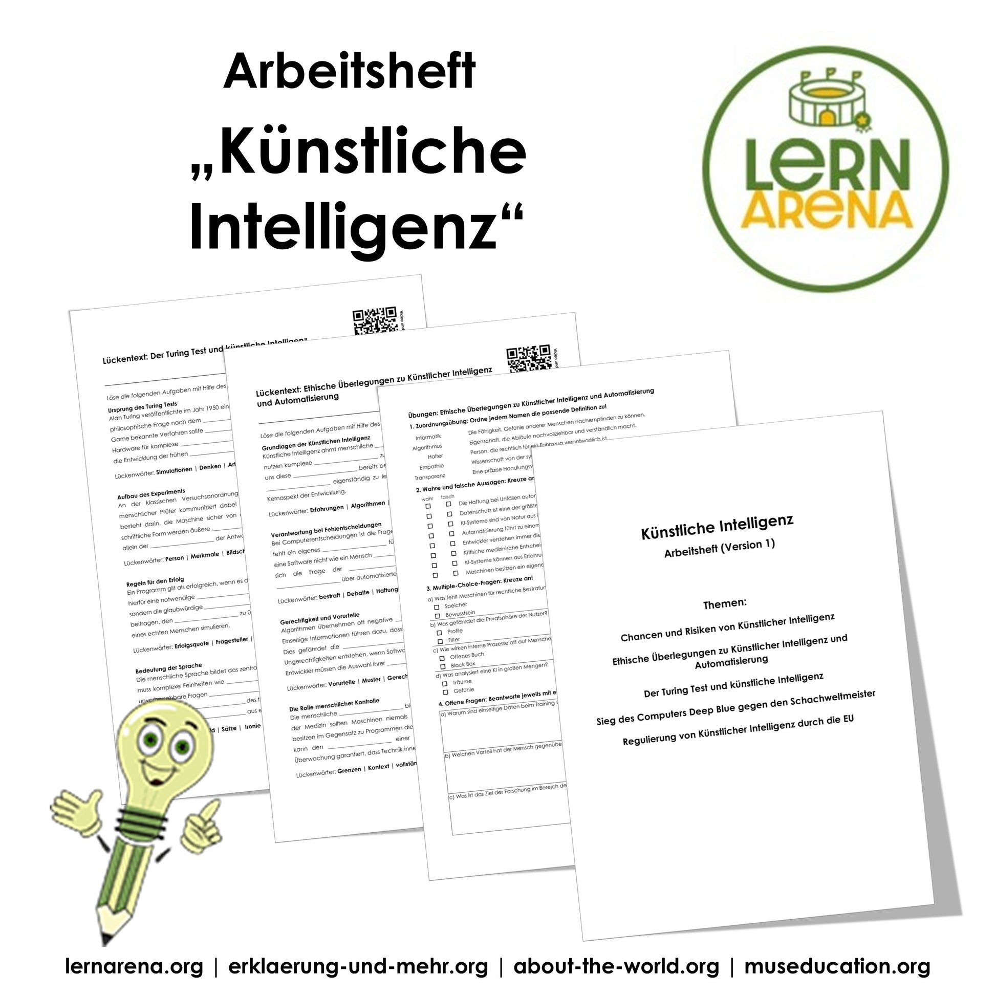 Arbeitsheft „Künstliche Intelligenz“ Level 1 (leicht) | 11 Seiten + 11 Seiten Lösungen | PDF – Titelbild