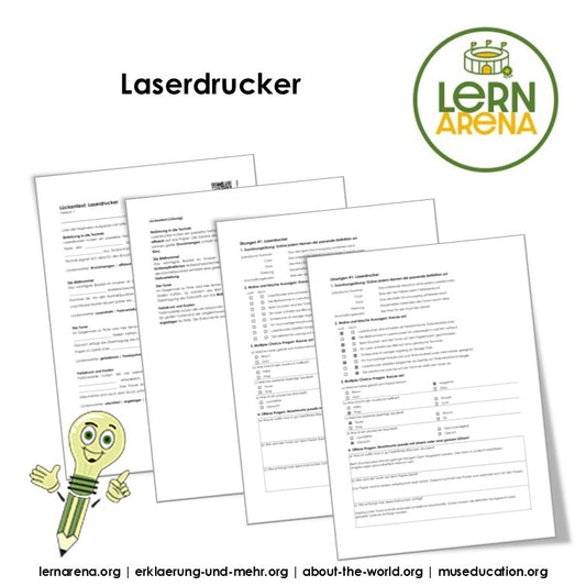 Laserdrucker, Arbeitsheft mit 10 Seiten inklusive Lösungen