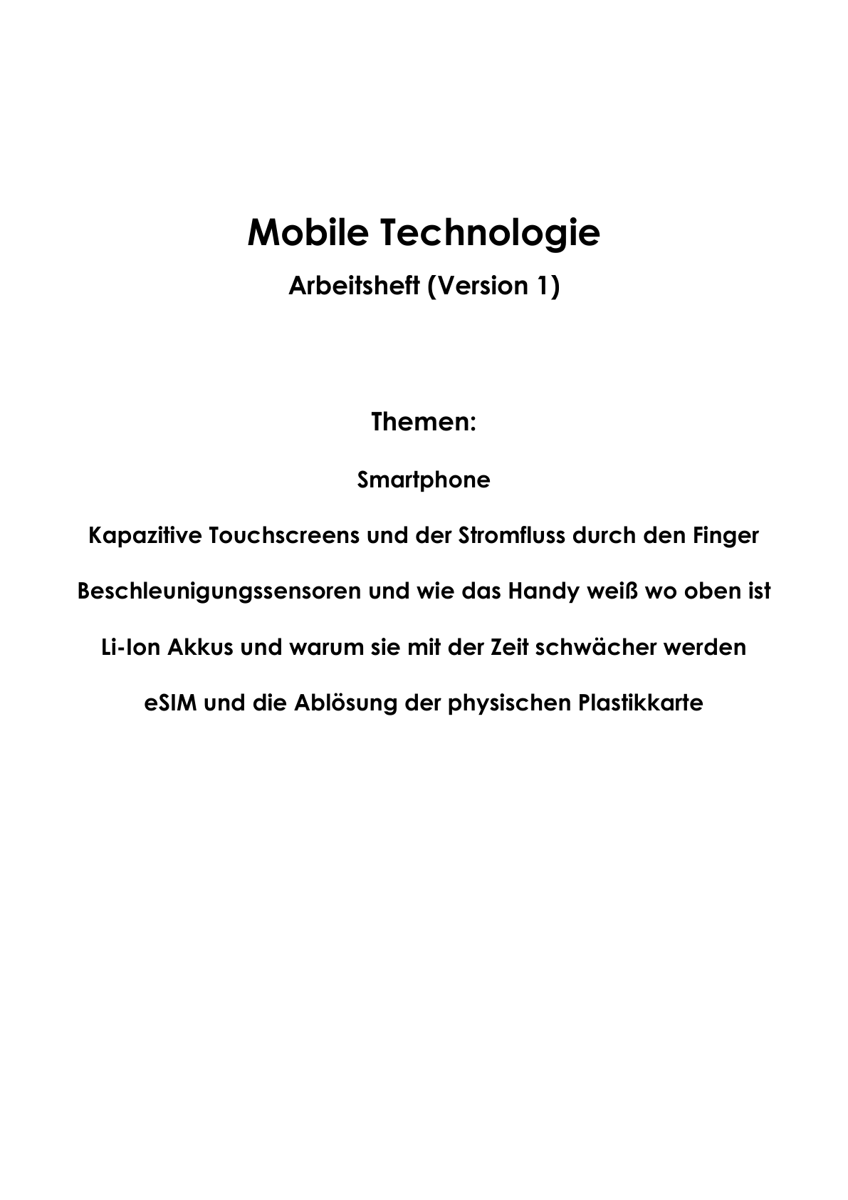  – Inhaltsverzeichnis