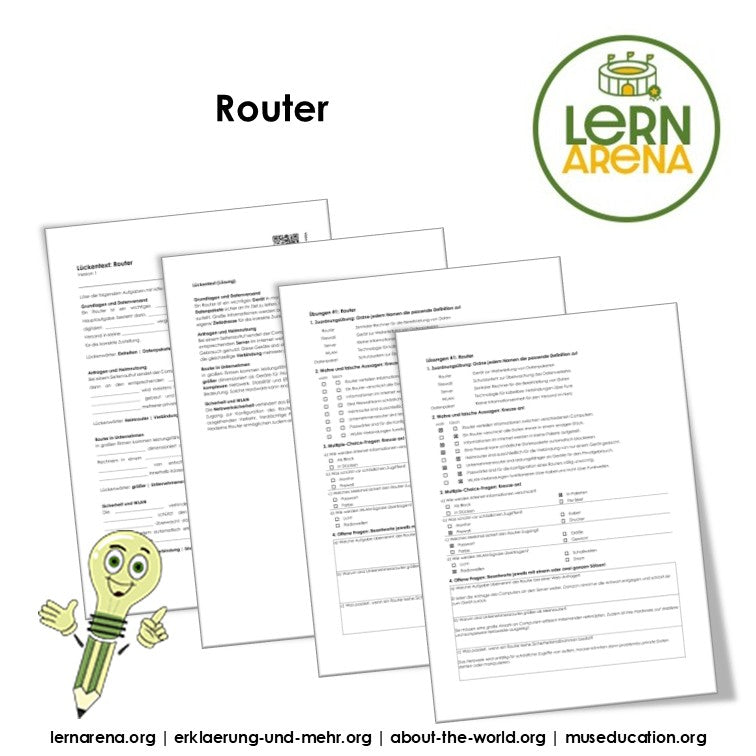 Router Arbeitsheft, 10 Seiten, mit Lösungen und QR-Code zum Erklärvideo