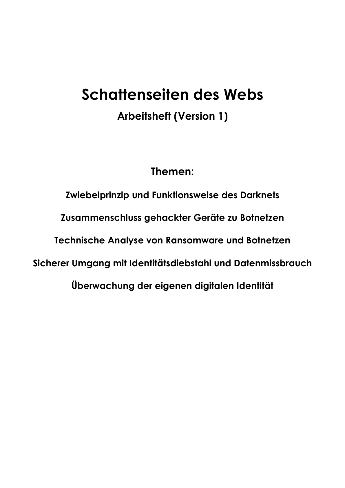 Schattenseiten des Webs Arbeitsheft Level 2 mittel | 11 Seiten | PDF