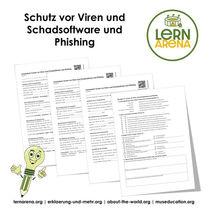 Schutz vor Viren, Schadsoftware und Phishing Arbeitsheft (10 Seiten) | Videoarbeit + Übungen | inkl. Lösungen 