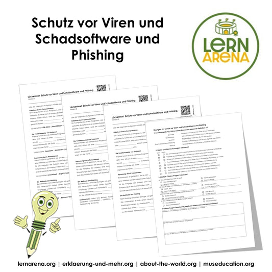 Schutz vor Viren, Schadsoftware und Phishing Arbeitsheft (10 Seiten) | Videoarbeit + Übungen | inkl. Lösungen 