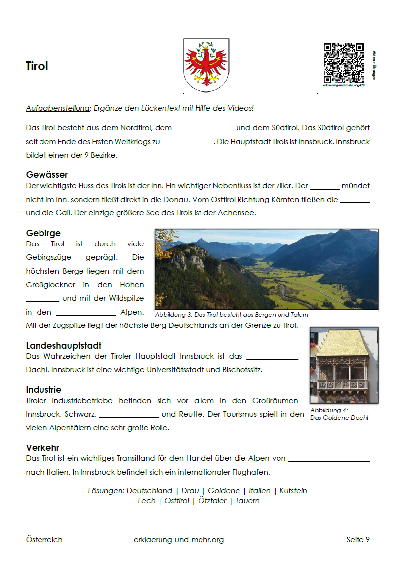 Arbeitsheft - Österreich (40-seitiges PDF)