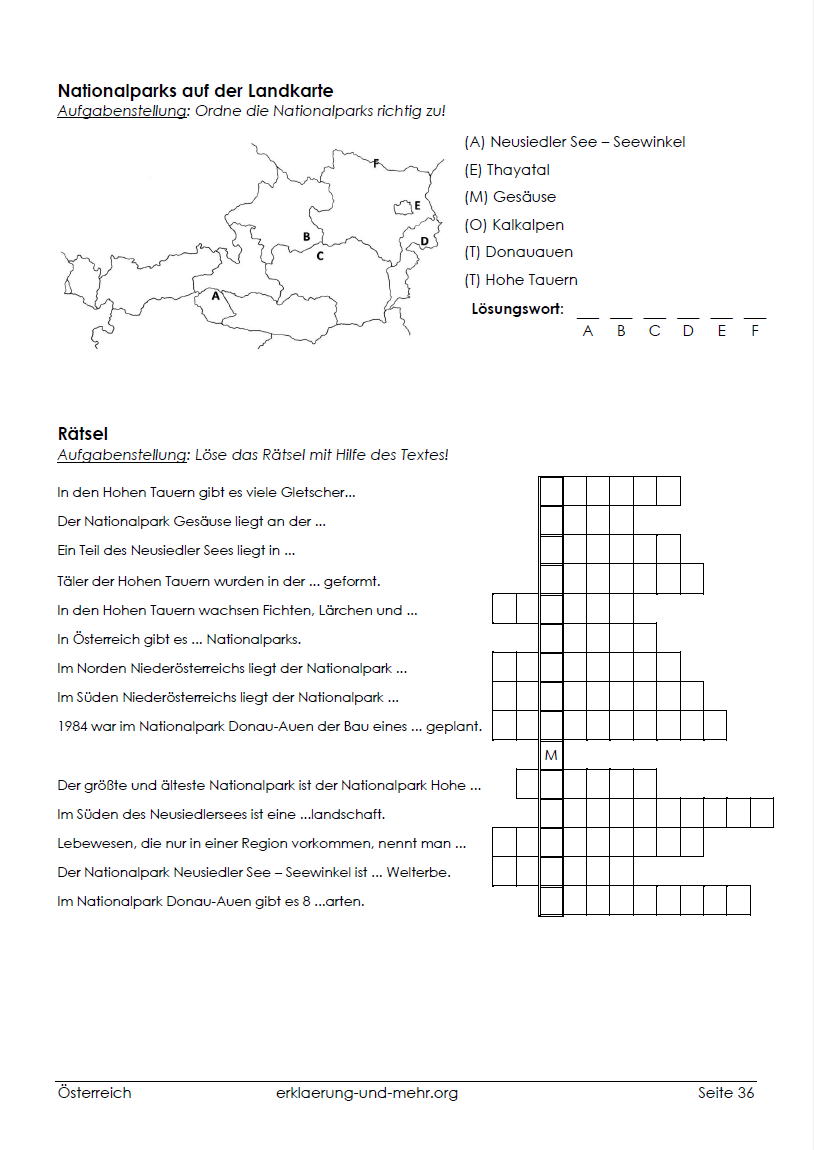 Arbeitsheft - Österreich (40-seitiges PDF)