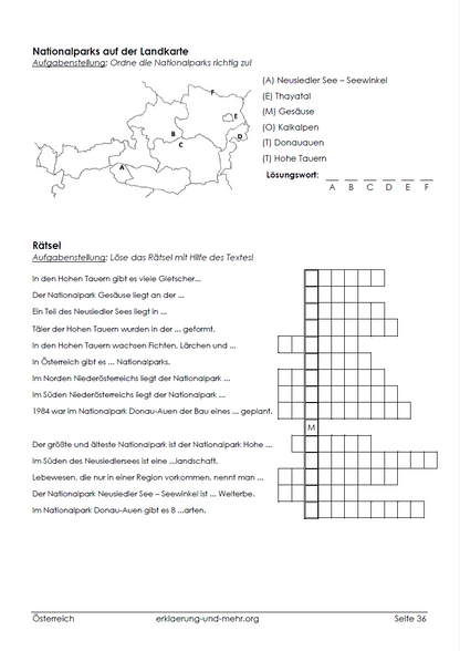 Arbeitsheft - Österreich (40-seitiges PDF)