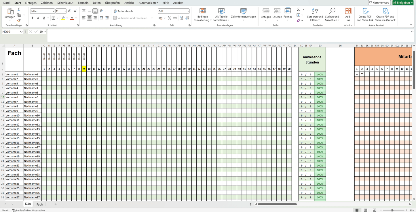 Notenberechnung leicht gemacht Excel-Datei 5 Noten (Ö-Version)