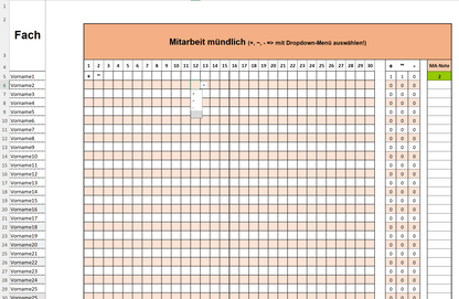 Notenberechnung leicht gemacht Excel-Datei 5 Noten (Ö-Version)