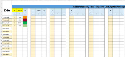 Digitale Notenverwaltung für Lehrkräfte mit Excel – Deutschland-Version