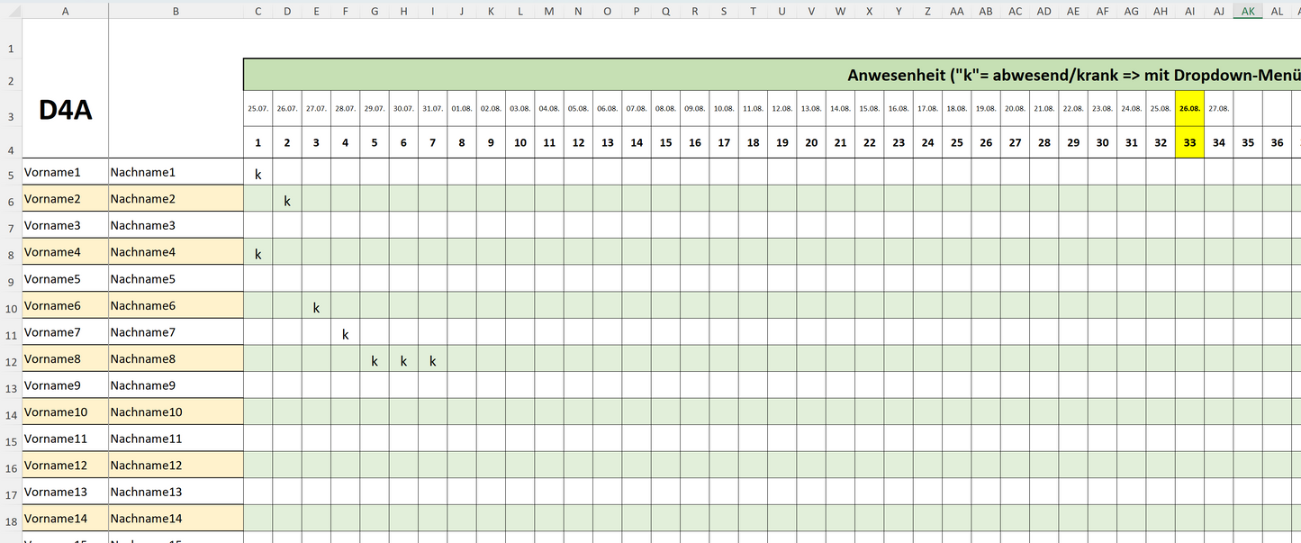Digitale Notenverwaltung für Lehrkräfte mit Excel – Deutschland-Version
