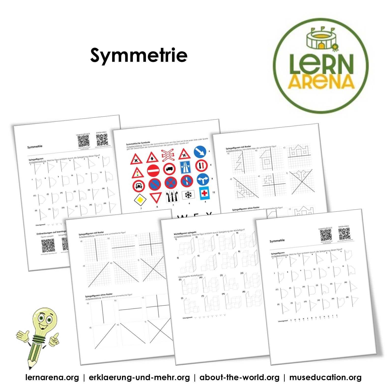 Symmetrie Arbeitsheft (inkl. Lösungen) | 9 Seiten – Titelbild
