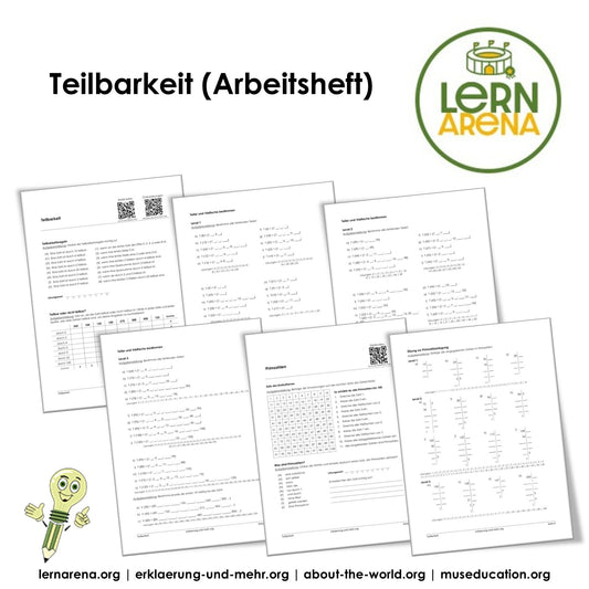 Teilbarkeit Arbeitsheft (20 Seiten) | Teilbarkeitsregeln, Primzahlen, ggT &amp; kgV | PDF – Titelbild