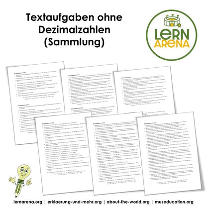 Textaufgaben ohne Dezimalzahlen | Sammlung (95 Seiten inkl. Lösungen) – Titelbild