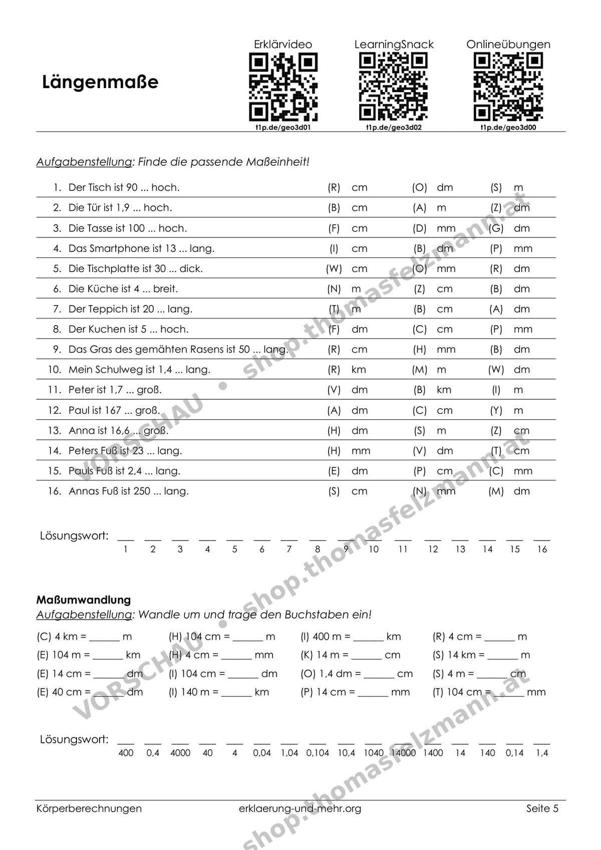 Körperberechnungen | Arbeitsheft (80 Seiten inkl. Lösungen)