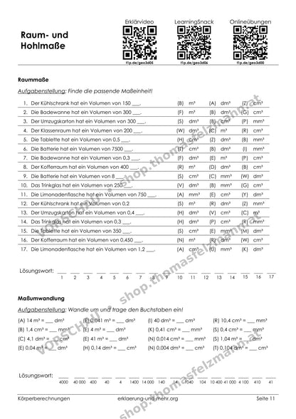 Körperberechnungen | Arbeitsheft (80 Seiten inkl. Lösungen)