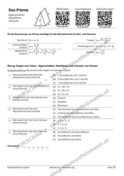 Körperberechnungen | Arbeitsheft (80 Seiten inkl. Lösungen)