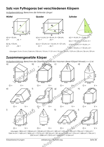 Körperberechnungen | Arbeitsheft (80 Seiten inkl. Lösungen)