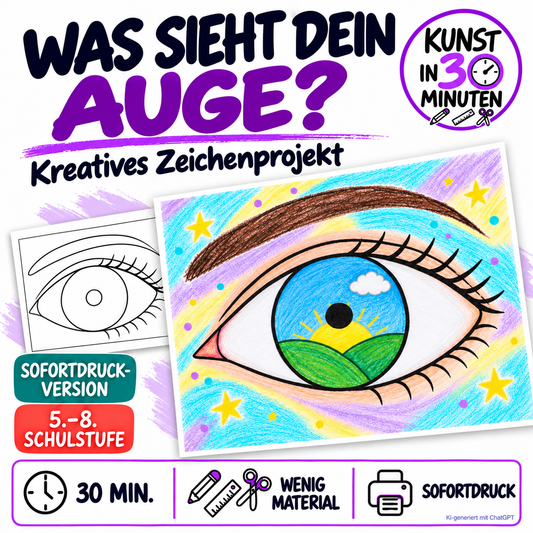 Was sieht dein Auge? – Kunst in 30 Minuten | Collage-Vorlage zum Sofortdrucken