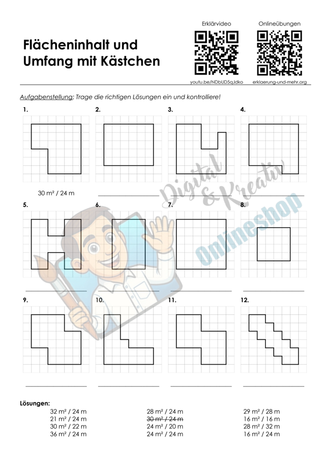 Rechteck und Quadrat | Arbeitsheft (163 Seiten inkl. Lösungen)