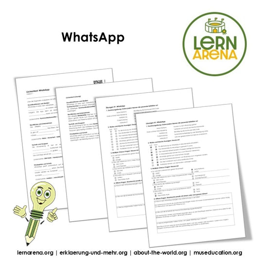 WhatsApp Arbeitsheft, 10 Seiten, mit 3 Lückentexten, Übungen und Lösungen