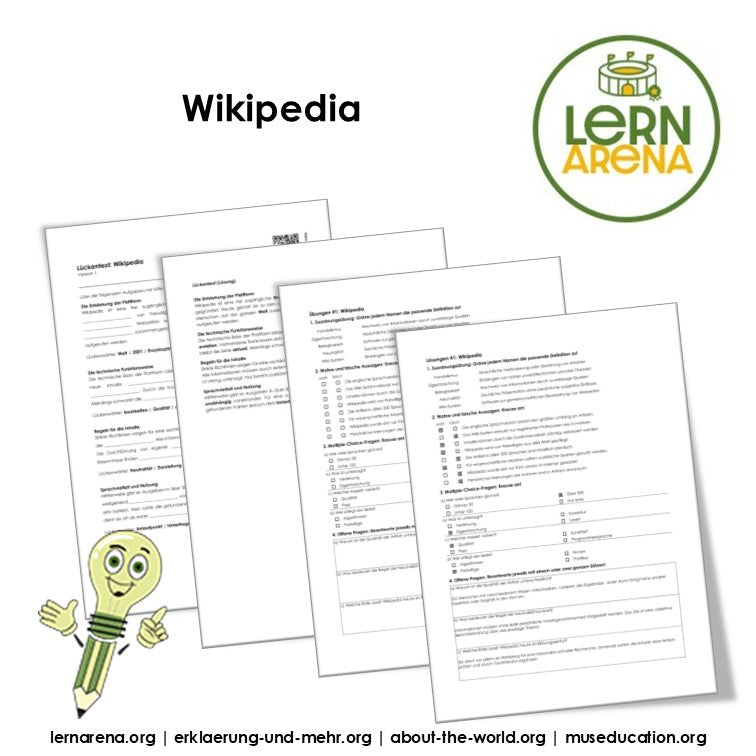 Wikipedia Arbeitsheft, 10 Seiten, mit 3 Lückentexten, Übungen und Lösungen