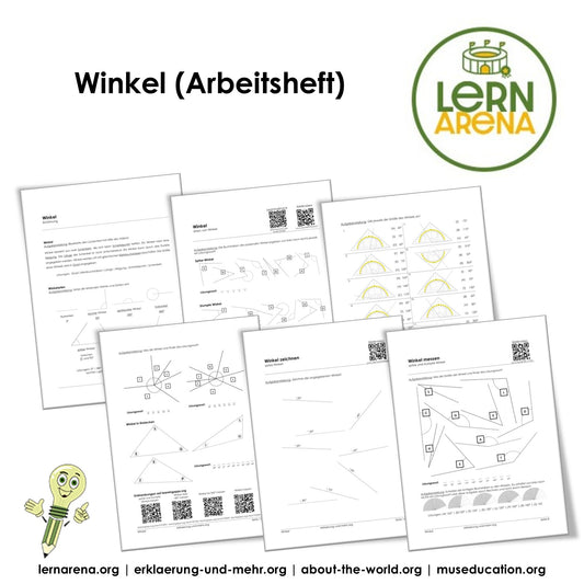 Winkel Arbeitsheft (34 Seiten) | Arbeitsblätter + Lösungen | Messen, Zeichnen, Winkelarten (PDF) – Titelbild