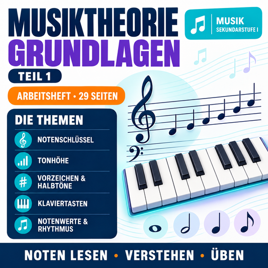 Musiktheorie Grundlagen – Teil 1 – 29-seitiges Arbeitsheft (PDF)