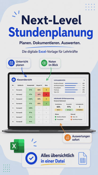 Notenverwaltung Excel für Lehrkräfte – Österreich