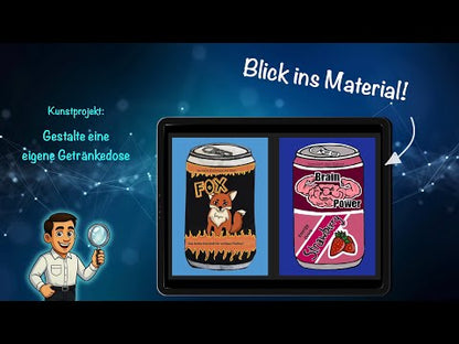 Kunstprojekt „Eigene Getränkedose gestalten“ – Schritt-für-Schritt-Anleitung mit Bunt- und Filzstiften (15 Seiten)