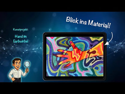 Kunstprojekt „Hand im Farbwirbel“ – Schritt-für-Schritt-Anleitung zum Kalt-Warm-Kontrast (15 Seiten)
