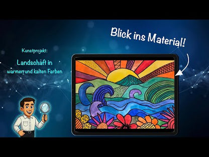 Kunstprojekt „Landschaft in warmen und kalten Farben“ – Farbenlehre & Malerei Schritt für Schritt (19 Seiten)