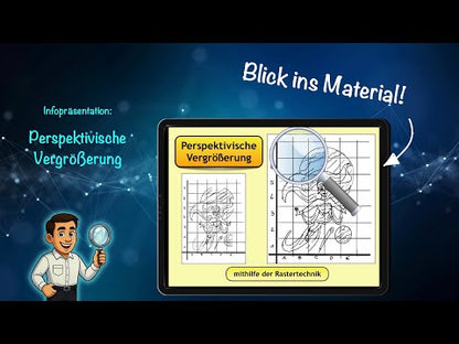 Rastertechnik Perspektivische Vergrößerung (14 Folien) | Schritt für Schritt Anleitung | PowerPoint + PDF