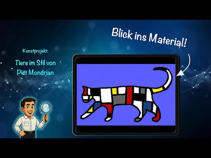 Mondrian Tiere Kunstprojekt (18 Folien) | Schritt für Schritt Anleitung | PowerPoint + PDF