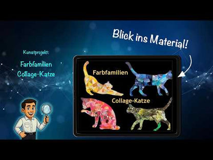 Farbfamilien Katze – Collage mit Farbnuancen (PowerPoint + PDF + 5 Druckvorlagen)